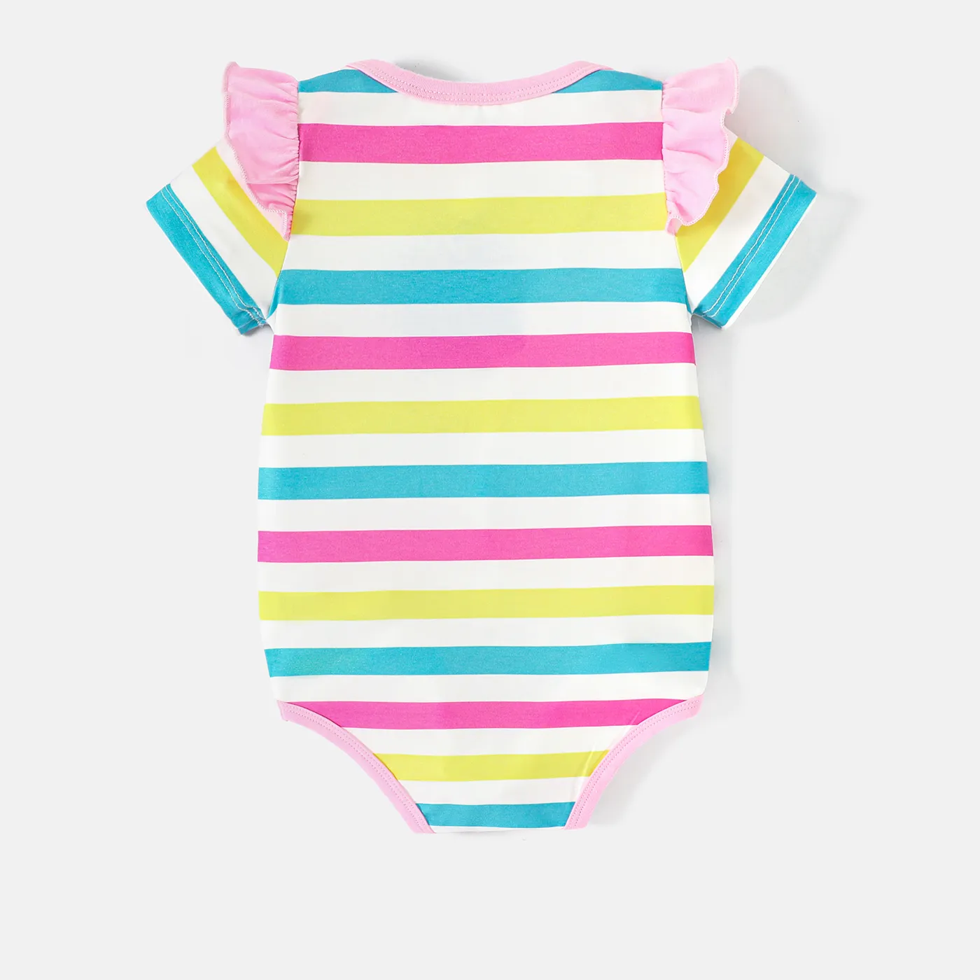 Disney Mickey and Friends Baby Boy/Girl Ruffled Short-sleeve Colorful Striped or Dots Graphic Naia™ Romper  image 3