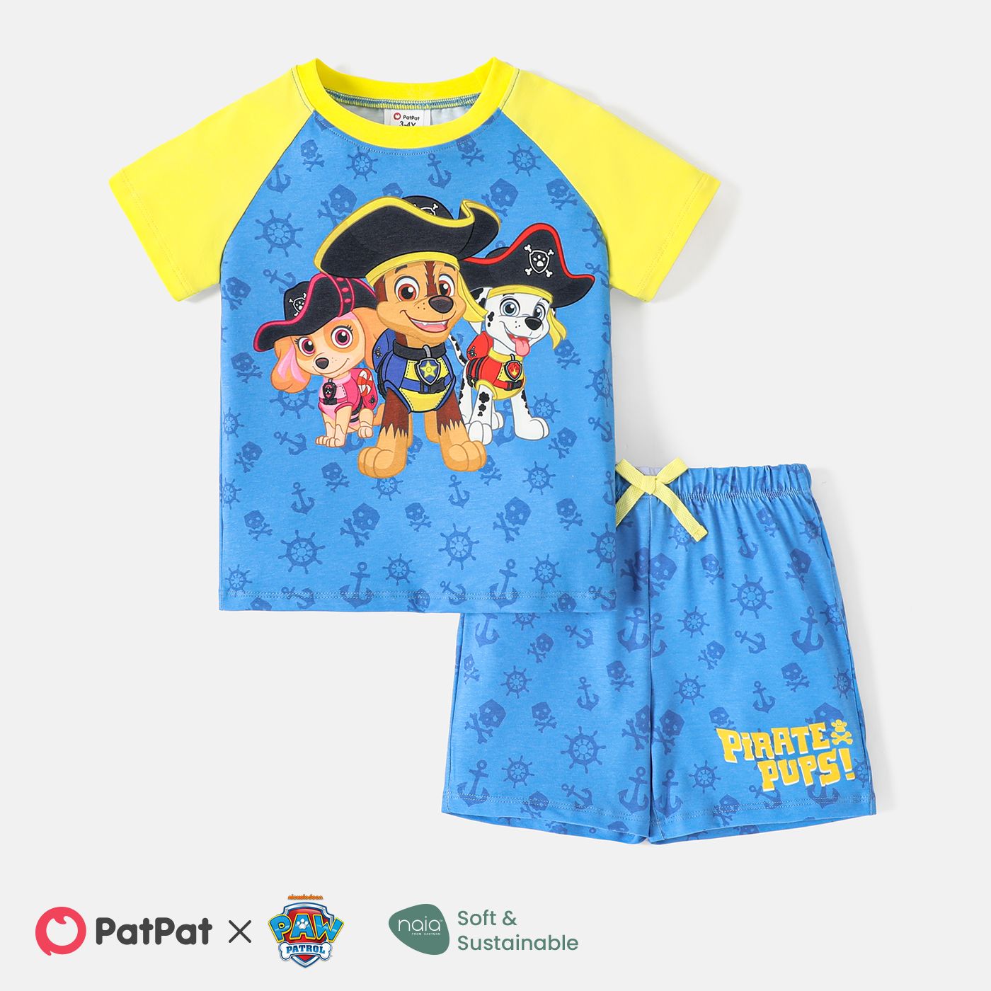 

PAW Patrol Toddler Boy 2pcs Naia™ Character Print Colorblock Tee and Shorts Set