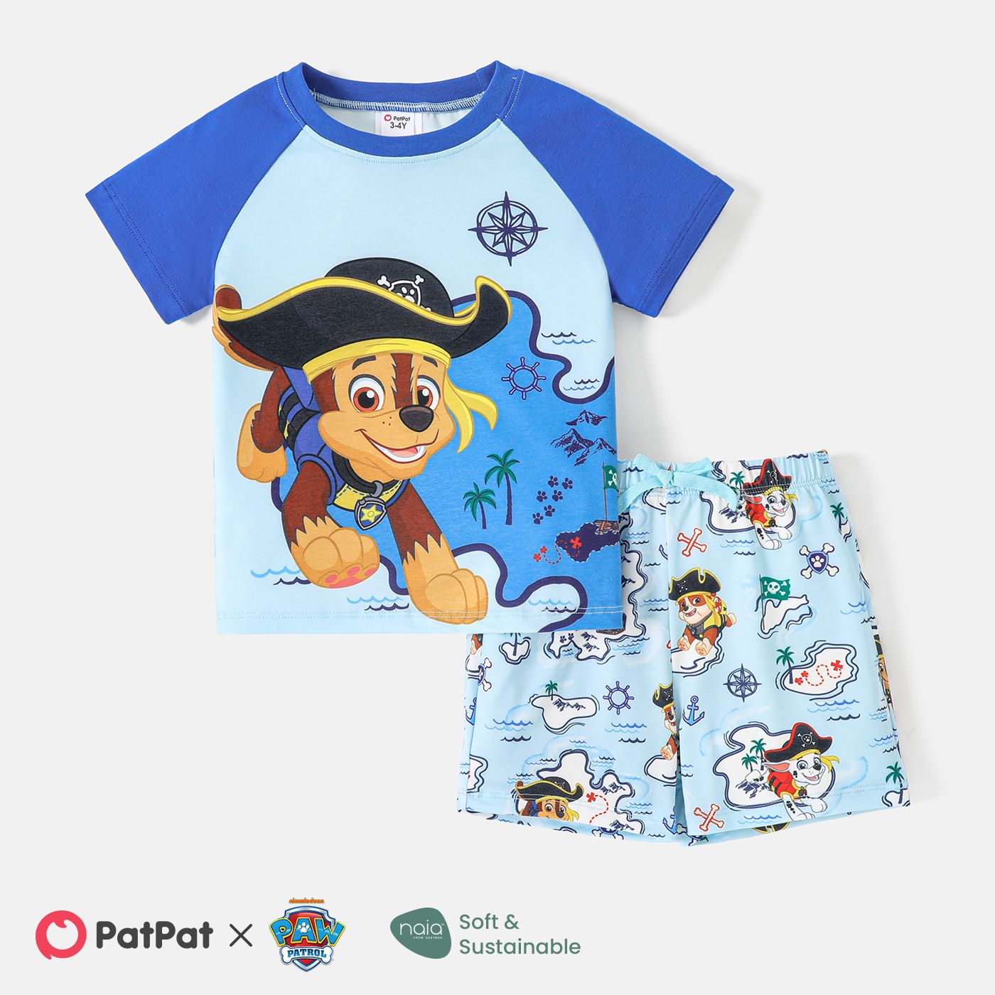 

PAW Patrol Toddler Boy 2pcs Naia™ Character Print Colorblock Tee and Shorts Set
