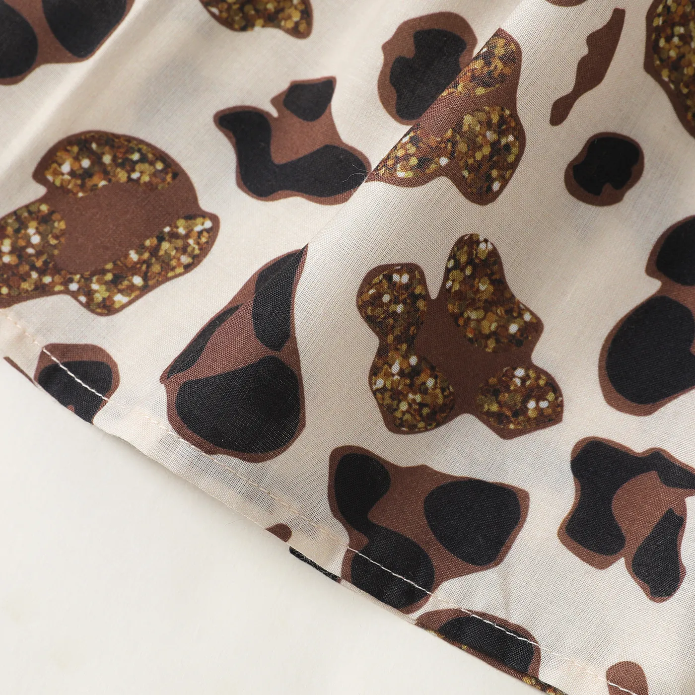 Baby Girl Leopard Print Bow Front Smocked Combo Slip Dress Brown image 5