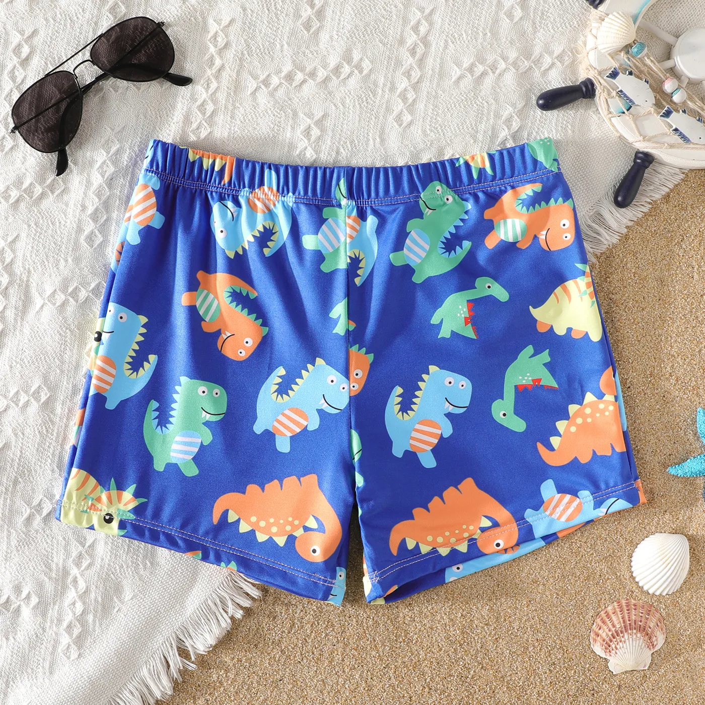 Kid Boy Allover Dinosaur Print Swim Trunks Shorts