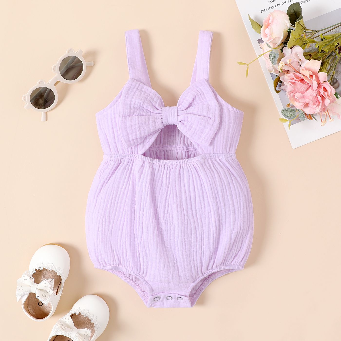 Baby Girl 100% Cotton Bow Front Slip Bodysuit