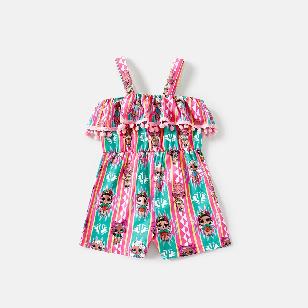 L.O.L. Surprise Mommy and Me Colorful Graphic Ruffled Cami Romper Shorts big image 4