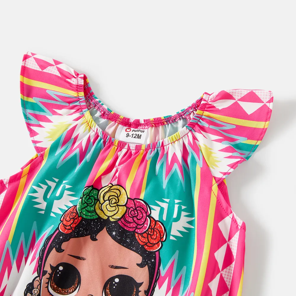 L.O.L. Surprise Mommy and Me Colorful Graphic Ruffled Cami Romper Shorts big image 7