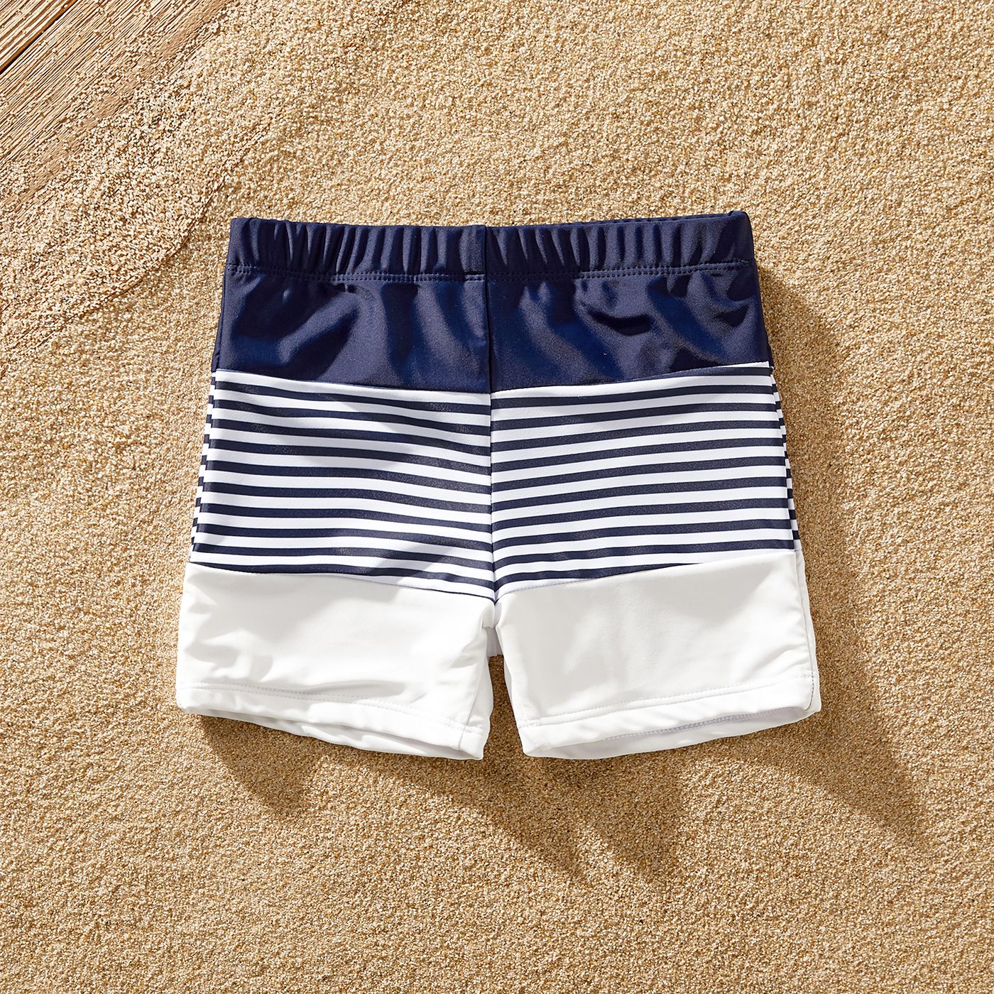 Family Matching Pinstriped Colorblock One Shoulder One-piece Swimsuit Or Swim Trunks Shorts