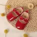 Baby Bow Decor Velcro Solid Prewalker Shoes Red