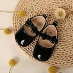Baby Bow Decor Velcro Solid Prewalker Shoes Black