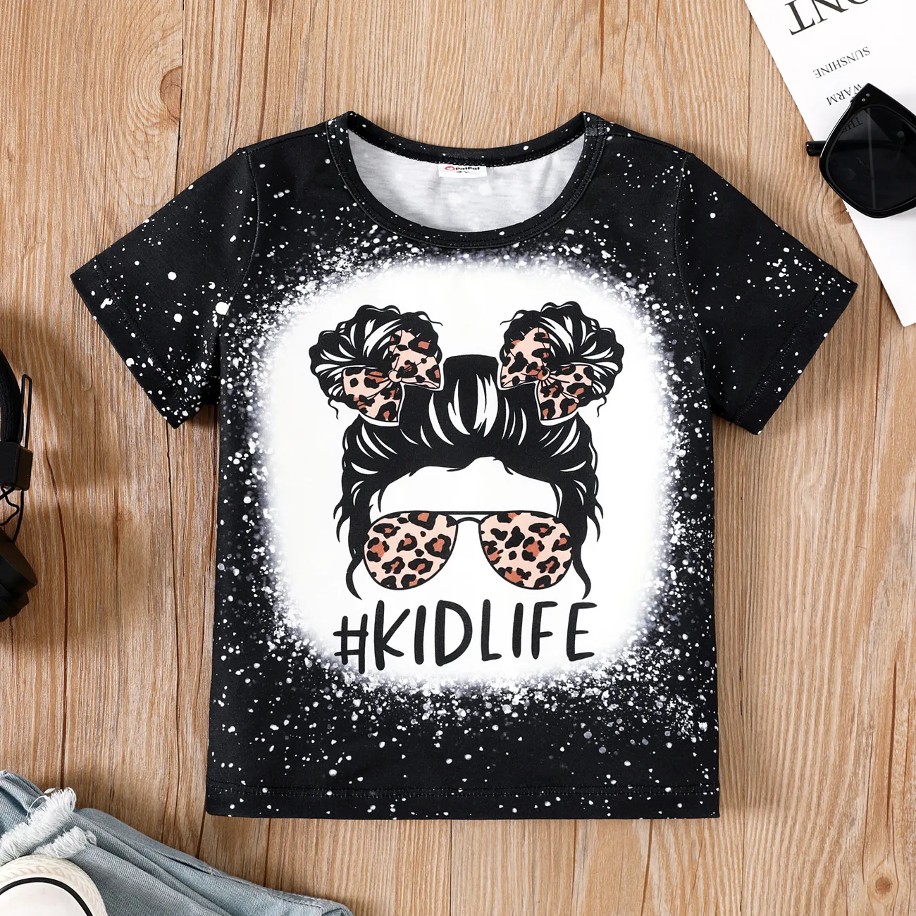 Kleinkinder Mädchen Avantgardistisch Kurzärmelig T-Shirts schwarz big image 1