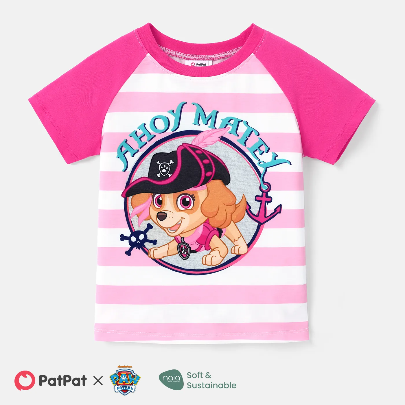 PAW Patrol Toddler Boy Personagem & Stripe Print Naia™ Tee de manga curta Rosa Quente big image 1