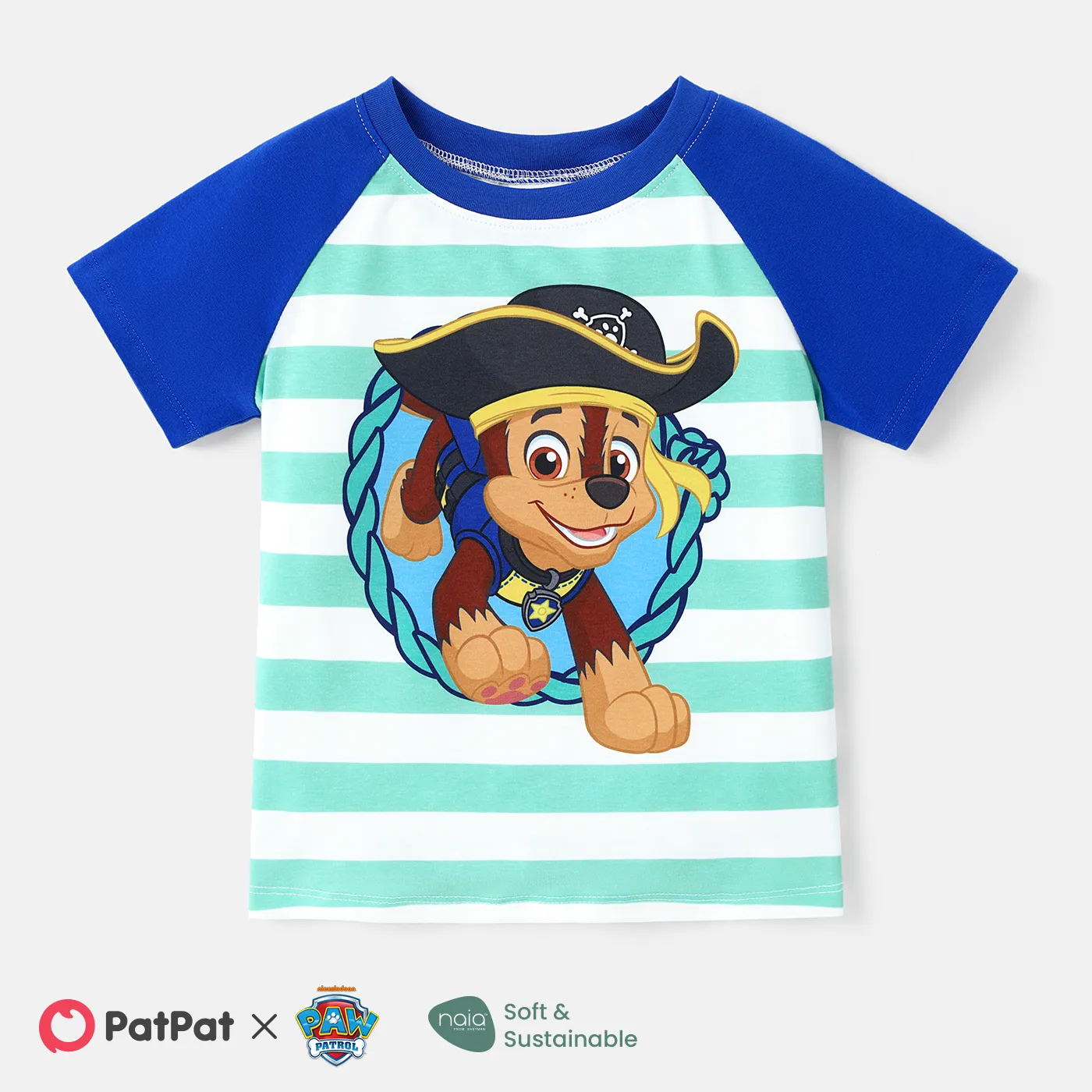 PAW Patrol Toddler Boy Personagem & Stripe Print Naia™ Tee de manga curta Azul