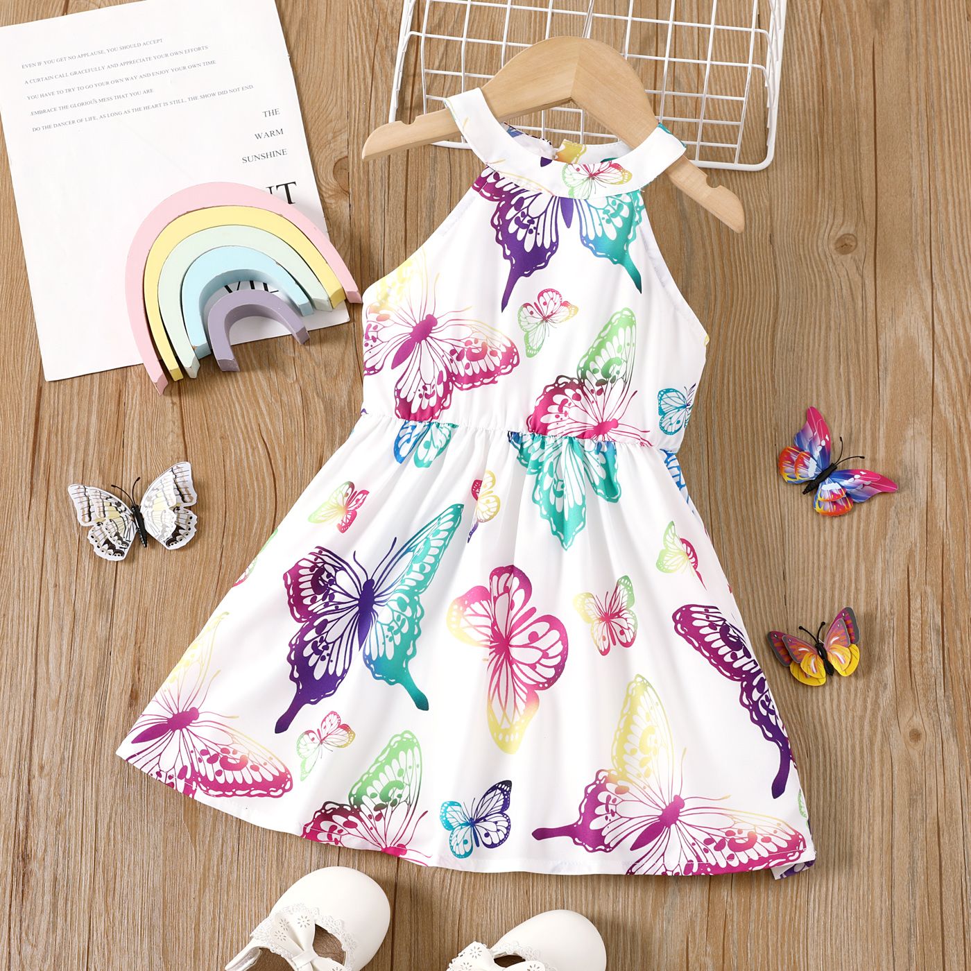 

Toddler Girl Allover Butterfly Print Halterneck Dress