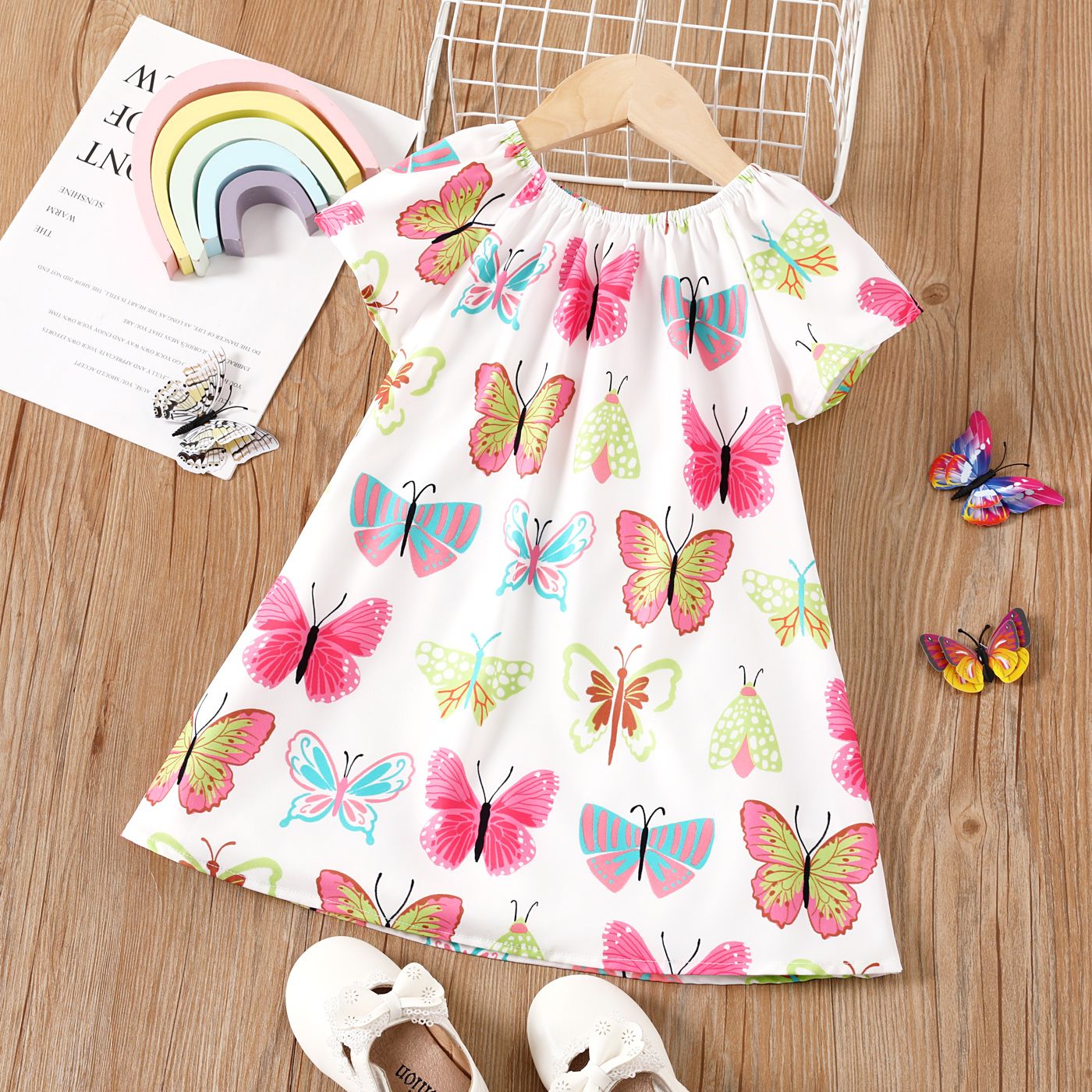 

Toddler Girl Allover Butterfly Print Short-sleeve Dress