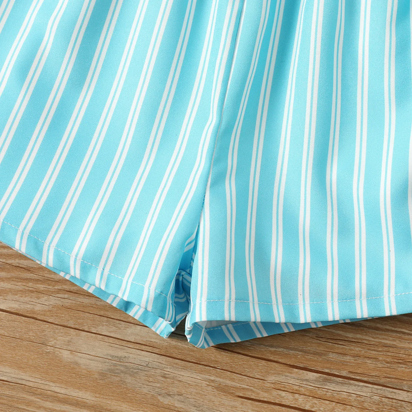 Toddler Girl Stripe Belted Ruffled Cami Romper Turquoise image 4