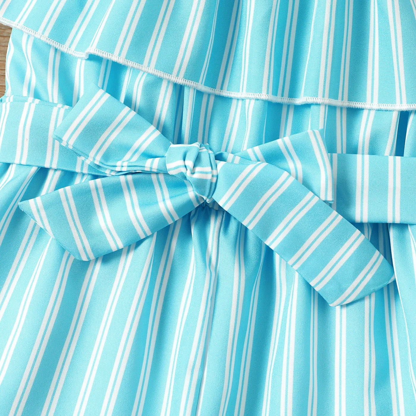 Toddler Girl Stripe Belted Ruffled Cami Romper Turquoise image 3