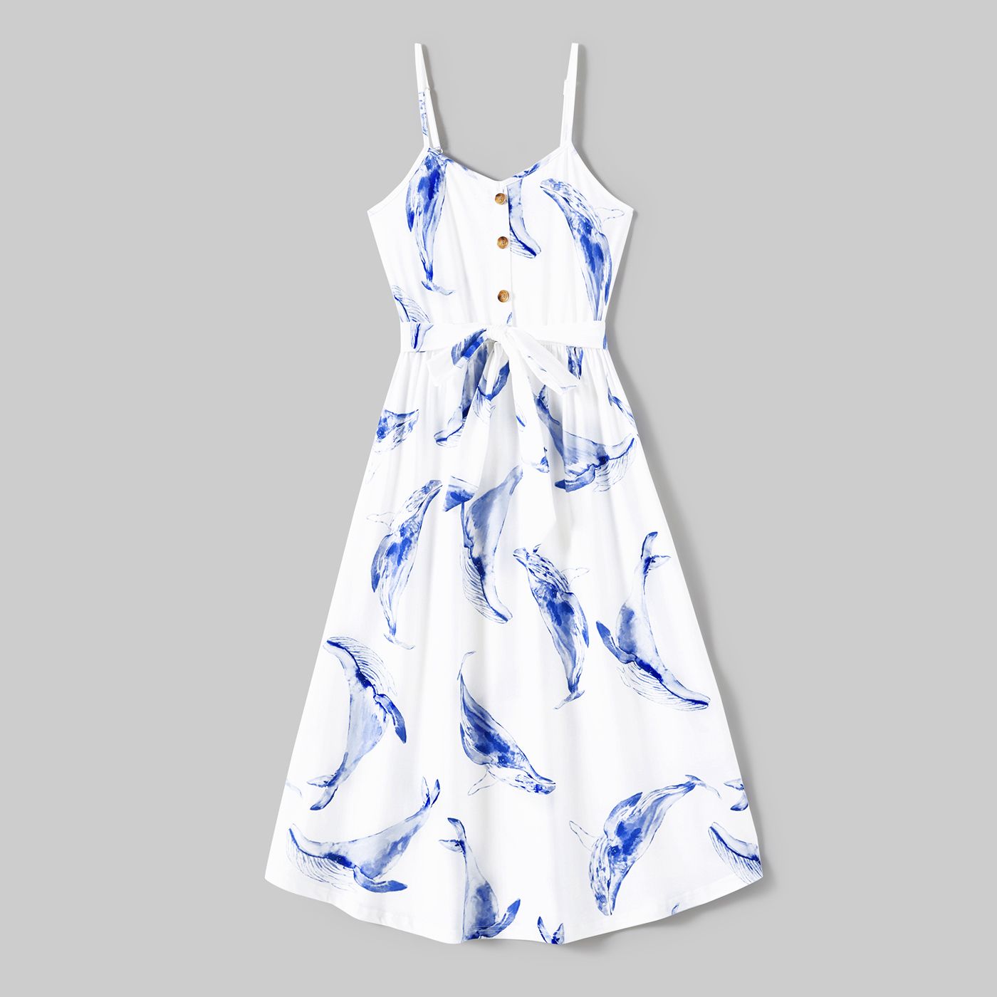 Family Matching Dolphin Print Slip Dresses And Short-sleeve T-shirts Sets