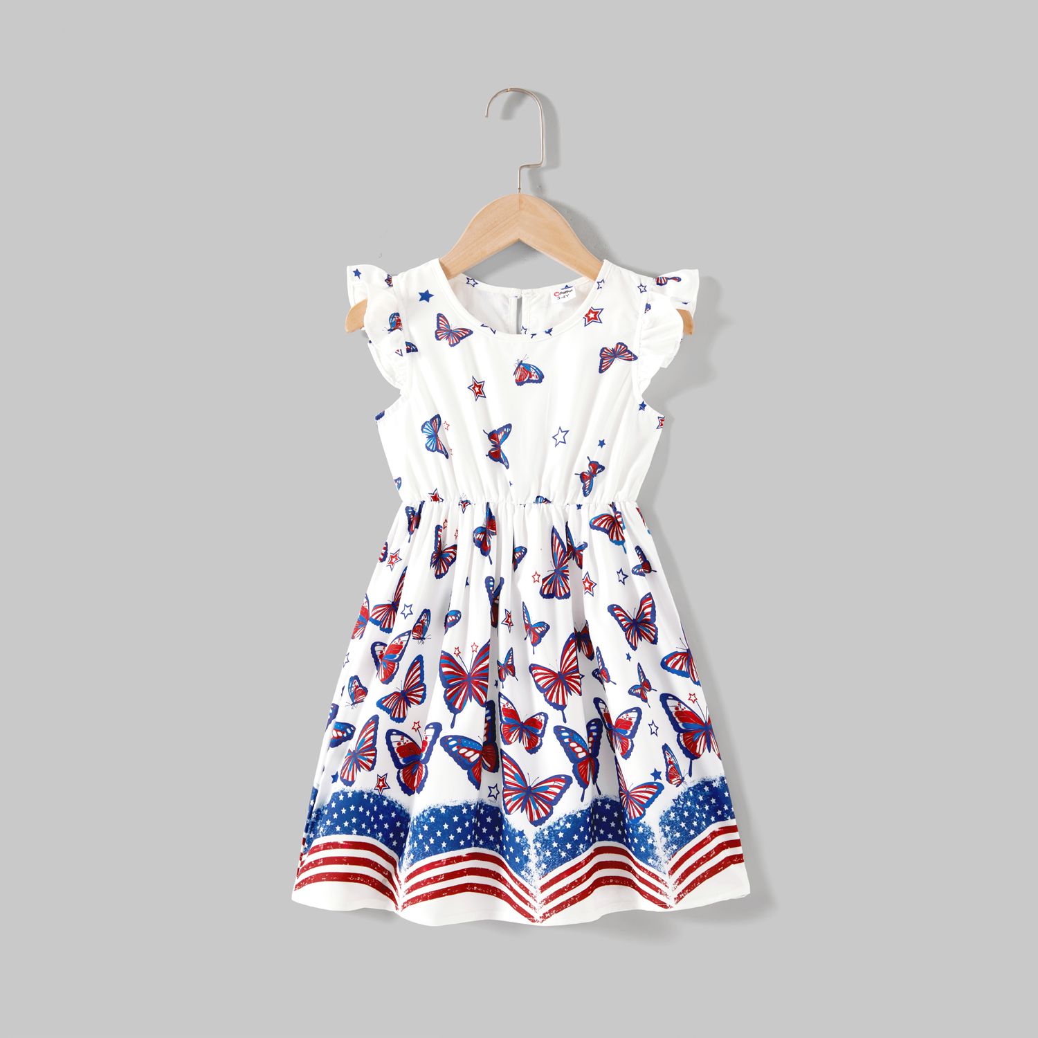 Independence Day Mommy And Me Allover Butterfly Print Sleeveless Dresses