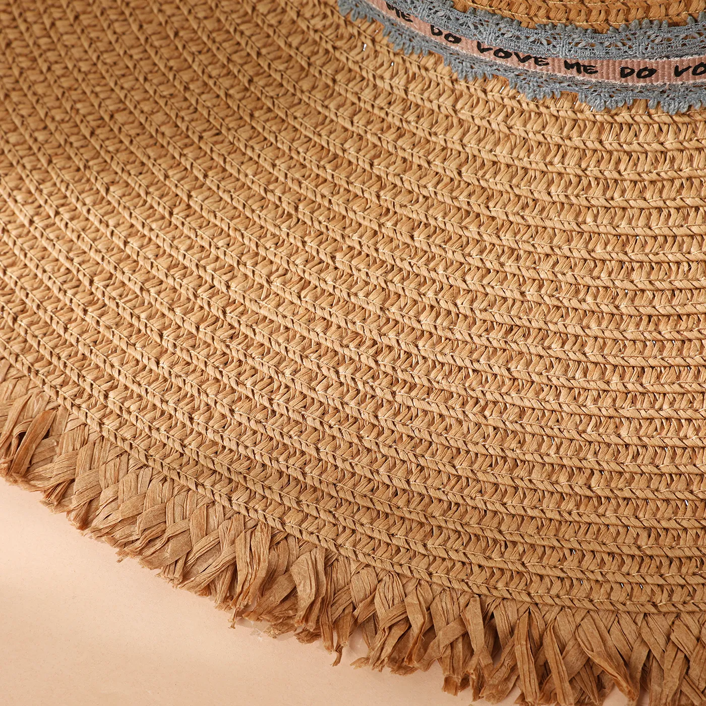 Women/Kid Summer Bow Decor Straw Hat Khaki image 3