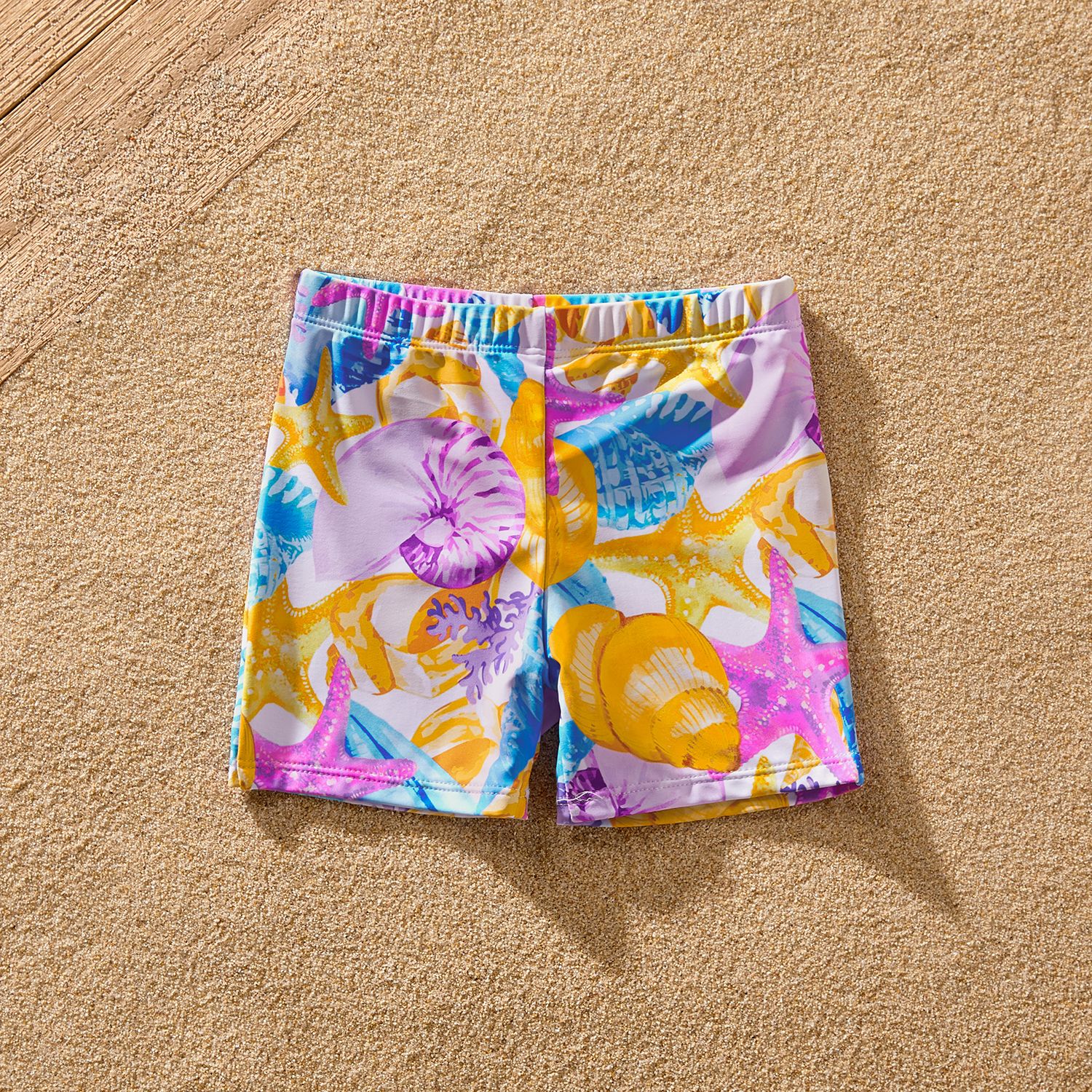 Family Matching Allover Ocean Print Ruffled One-piece Swimsuit Or Swim Trunks