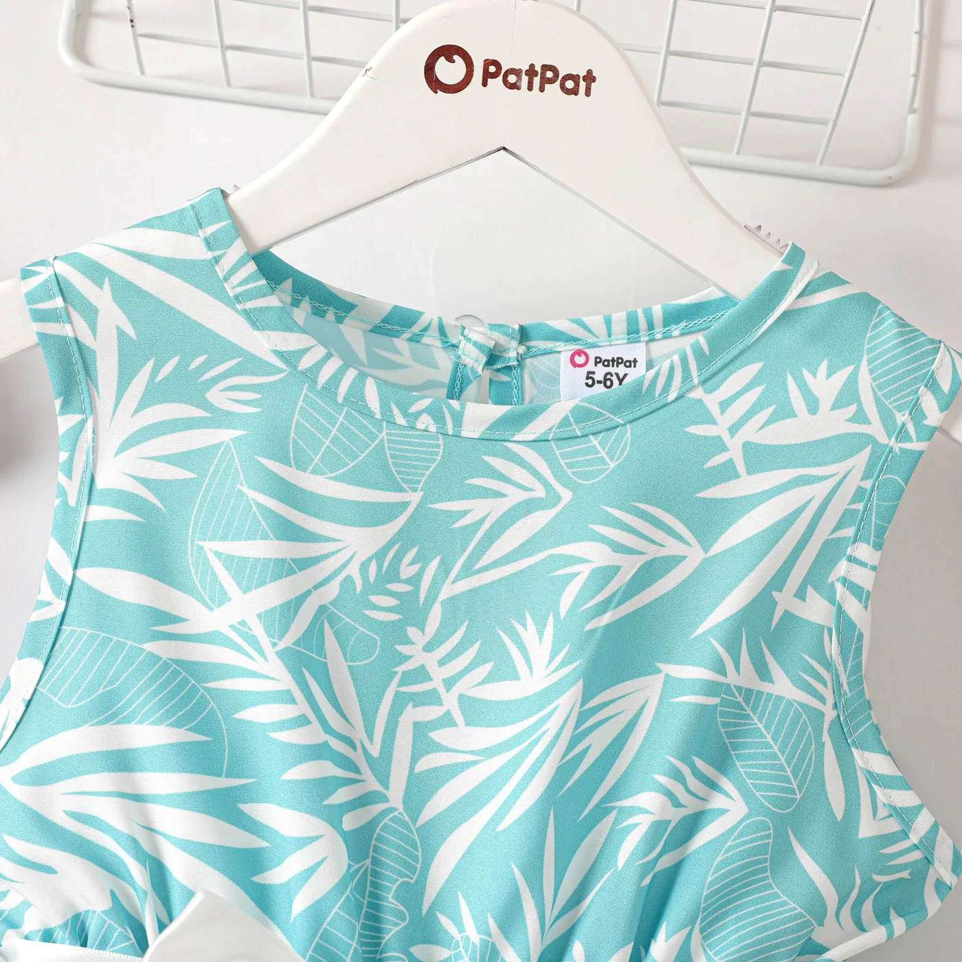 Kid Girl Allover Plant Print Belted Tank Dress  image 4