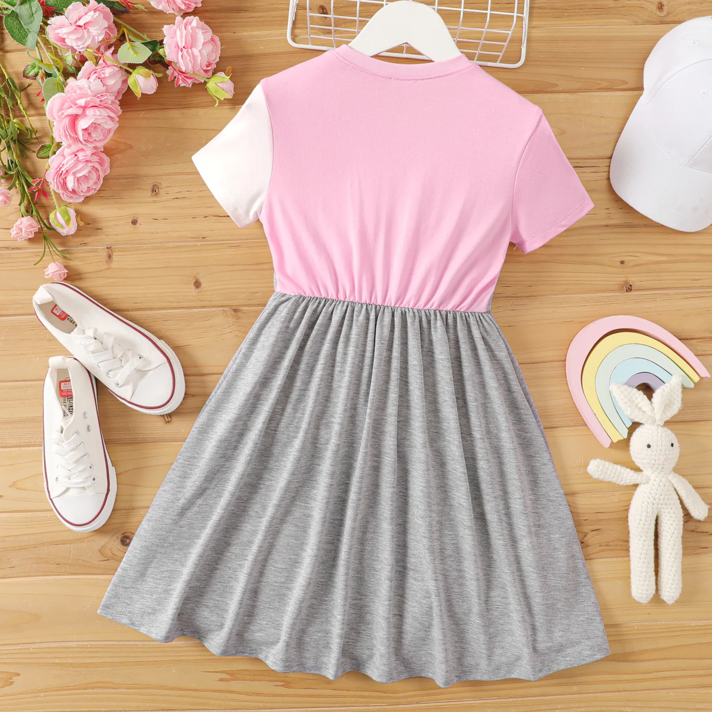 Kid Girl Color Block Short-sleeve Dress ColorBlock image 2