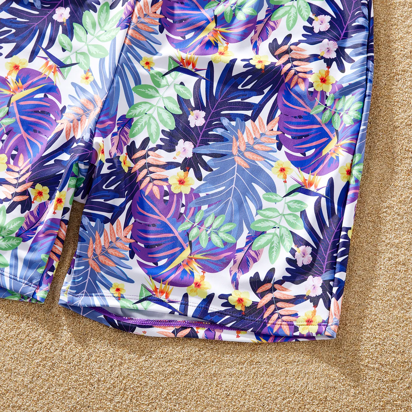 Family Matching Plant Print Ruffled One-piece Swimsuit or Swim Trunks Shorts  image 3