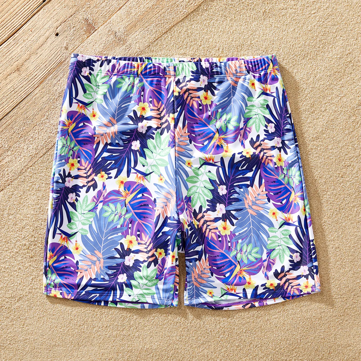 Family Matching Plant Print Ruffled One-piece Swimsuit or Swim Trunks Shorts  image 6