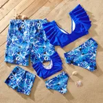 Family Matching Plant Print Ruffled Two-piece Swimsuit or Swim Trunks Shorts  image 3