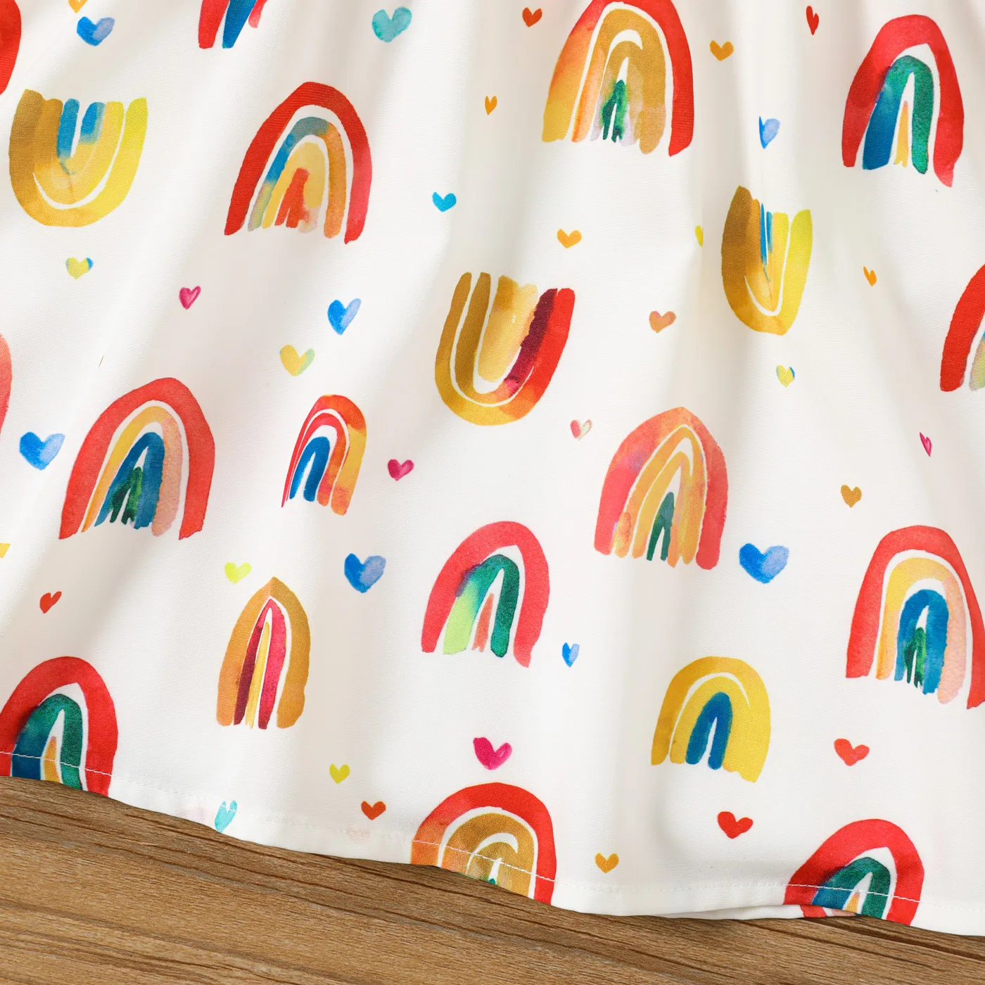 Toddler Girl Allover Rainbow Heart Print Strappy Dress Multicolour-1 image 5