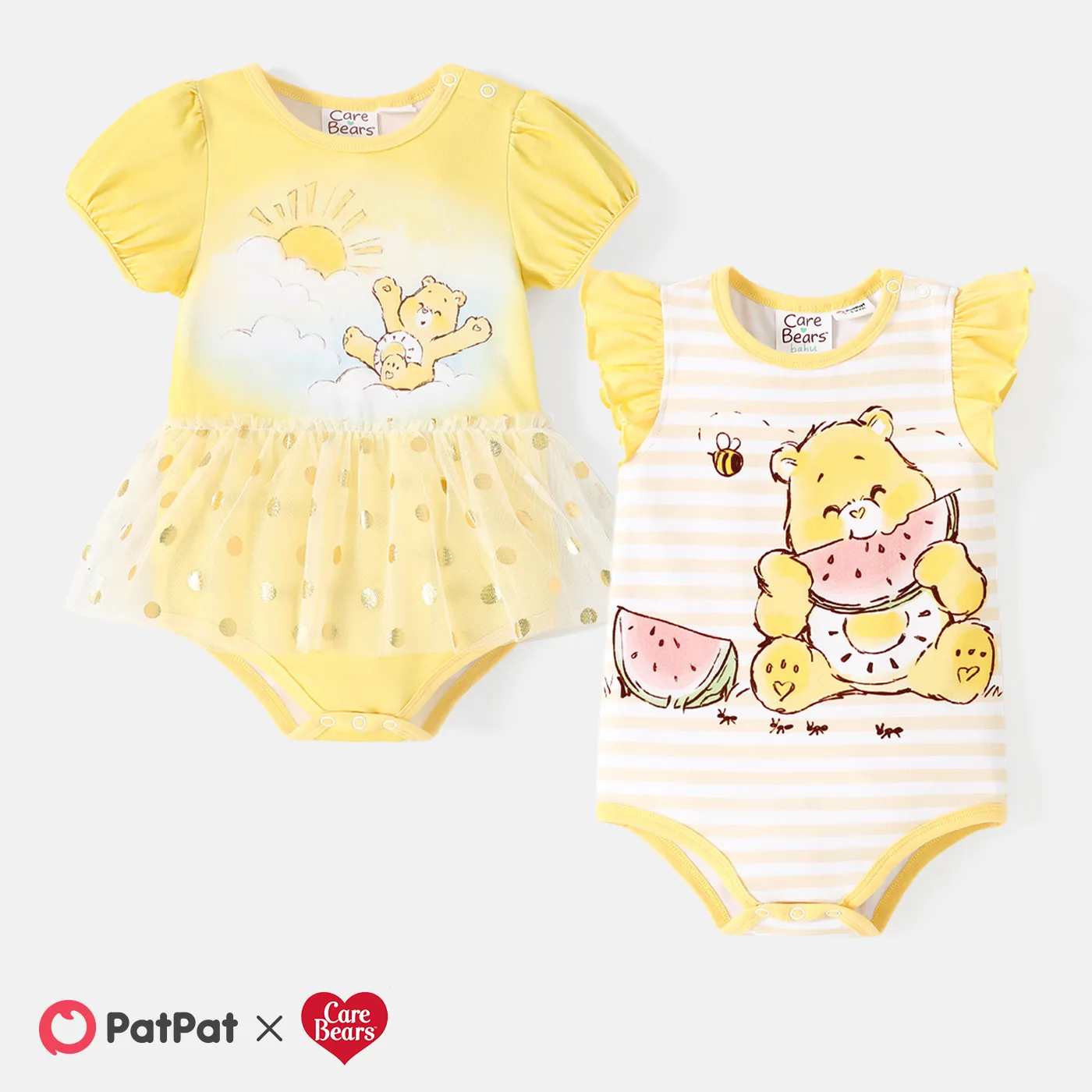Care Bears Baby Girl Cotton Short-sleeve Graphic Romper