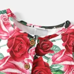 2pcs Toddler Girl Red Floral Print Ruffle Hem Tank Top and 100% Cotton Shorts Set  image 6