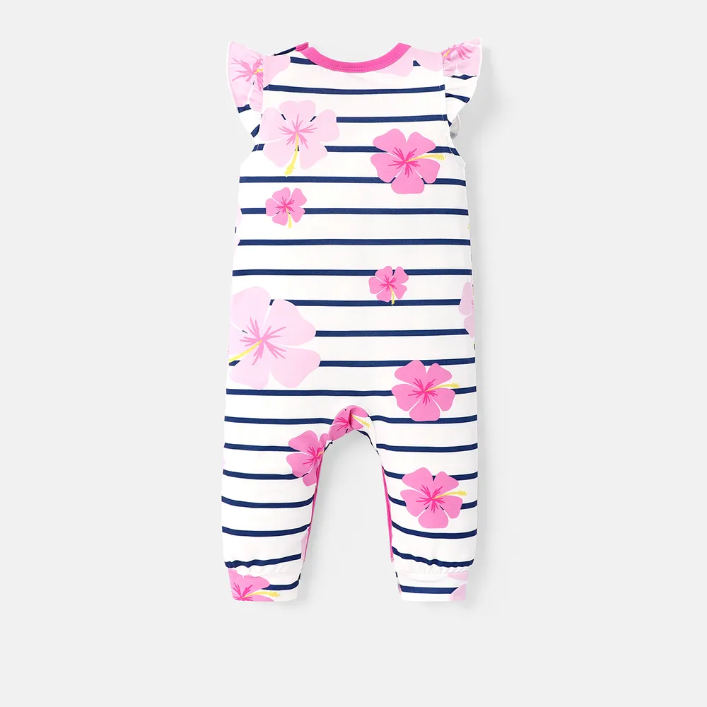 Baby Shark Baby Boy/Girl Flutter-sleeve Graphic Striped Naia™ Jumpsuit big image 6
