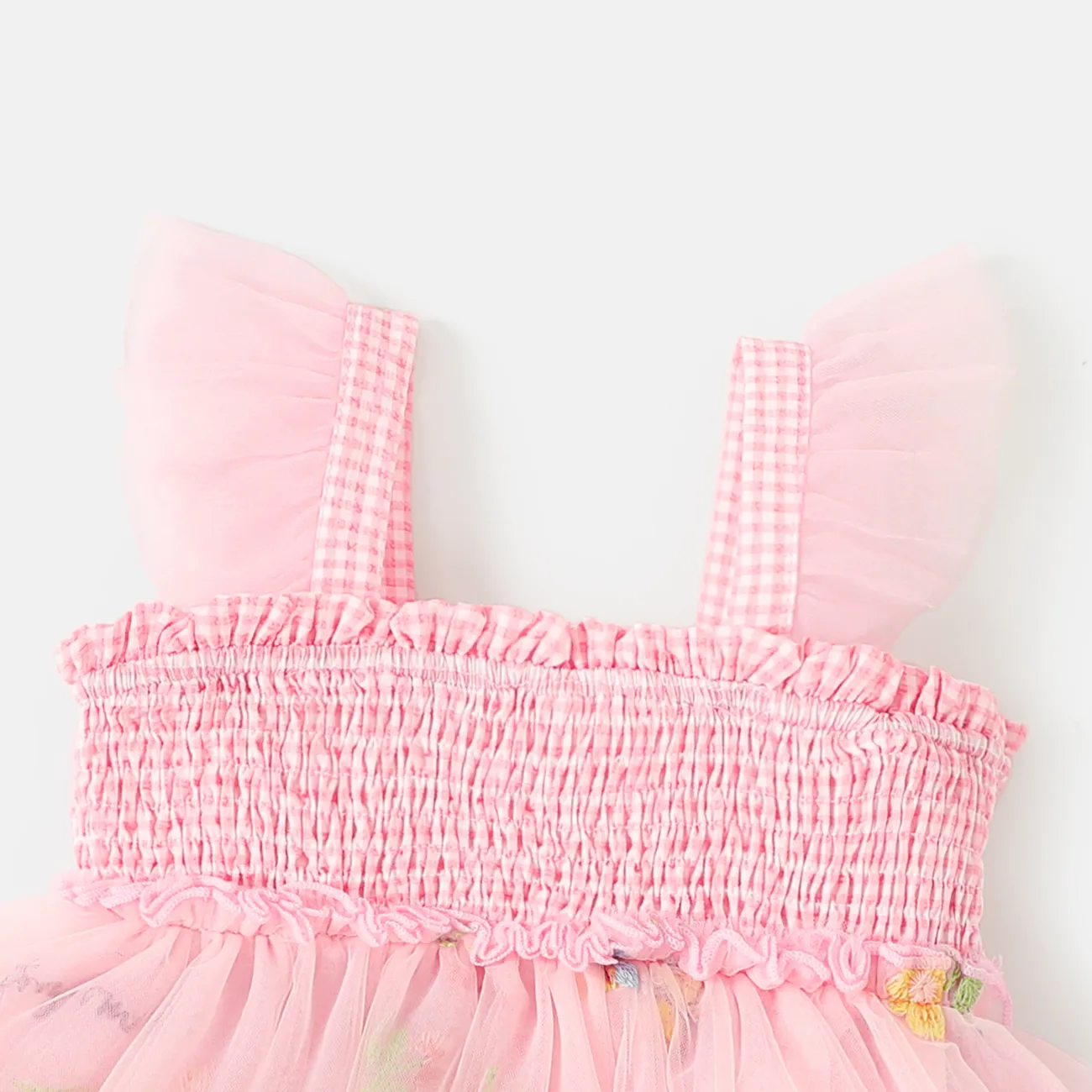 Baby Girl Floral Embroidered Smocked Slip Dress Pink big image 1