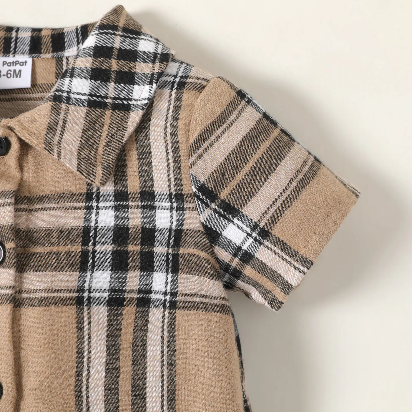 Baby Girl/Boy Plaid Short-sleeve Shirt Jumpsuit  image 4