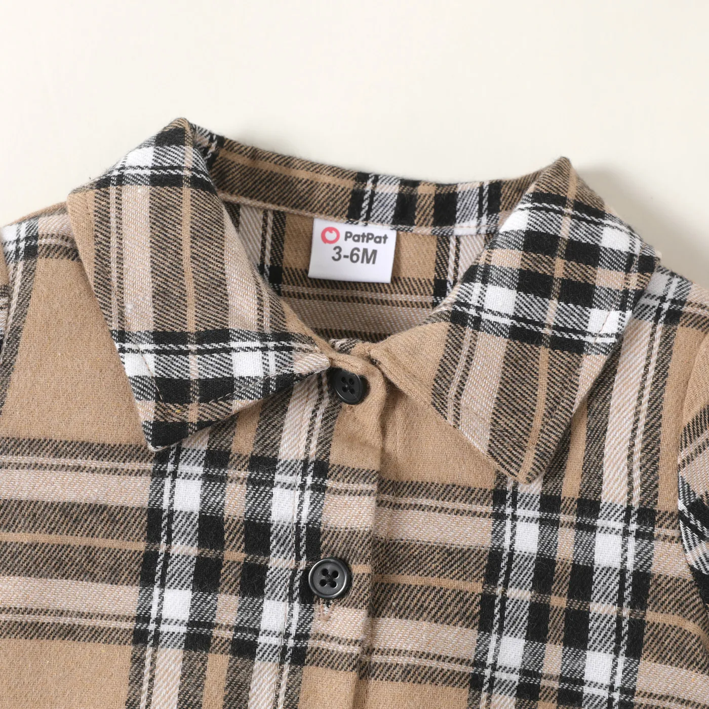 Baby Girl/Boy Plaid Short-sleeve Shirt Jumpsuit  image 3