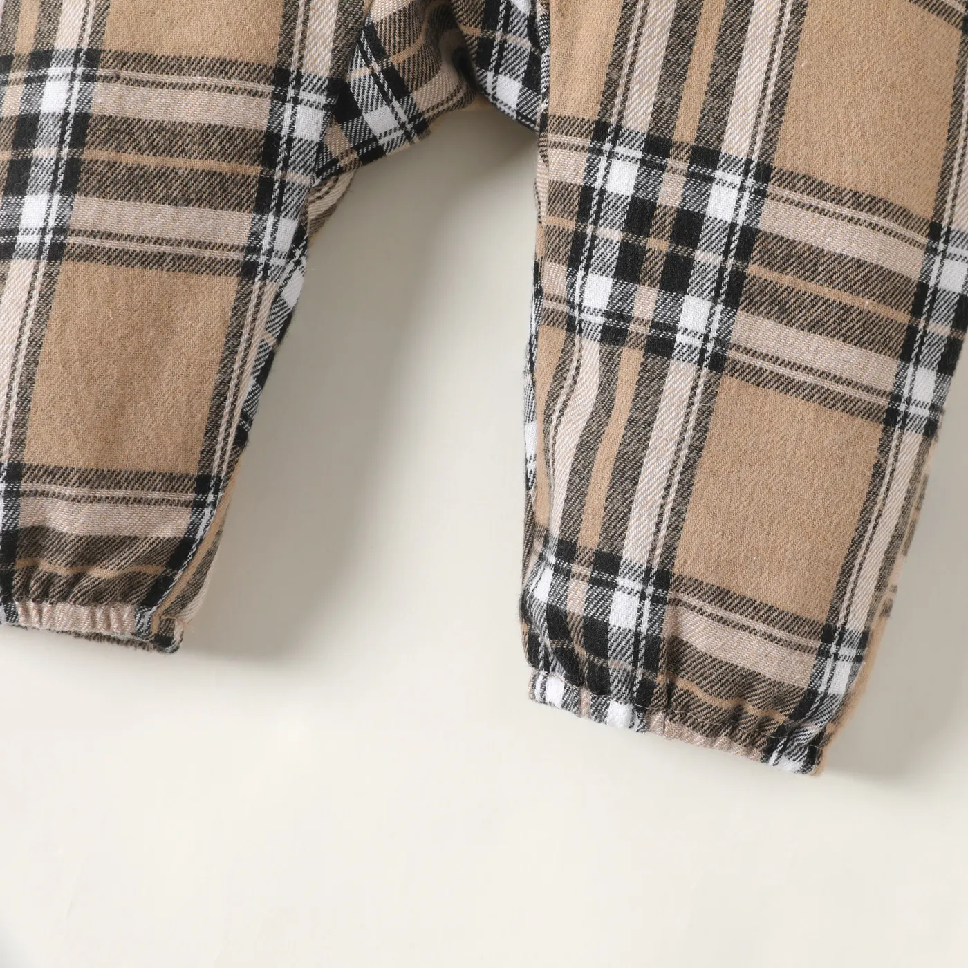 Baby Girl/Boy Plaid Short-sleeve Shirt Jumpsuit  image 5