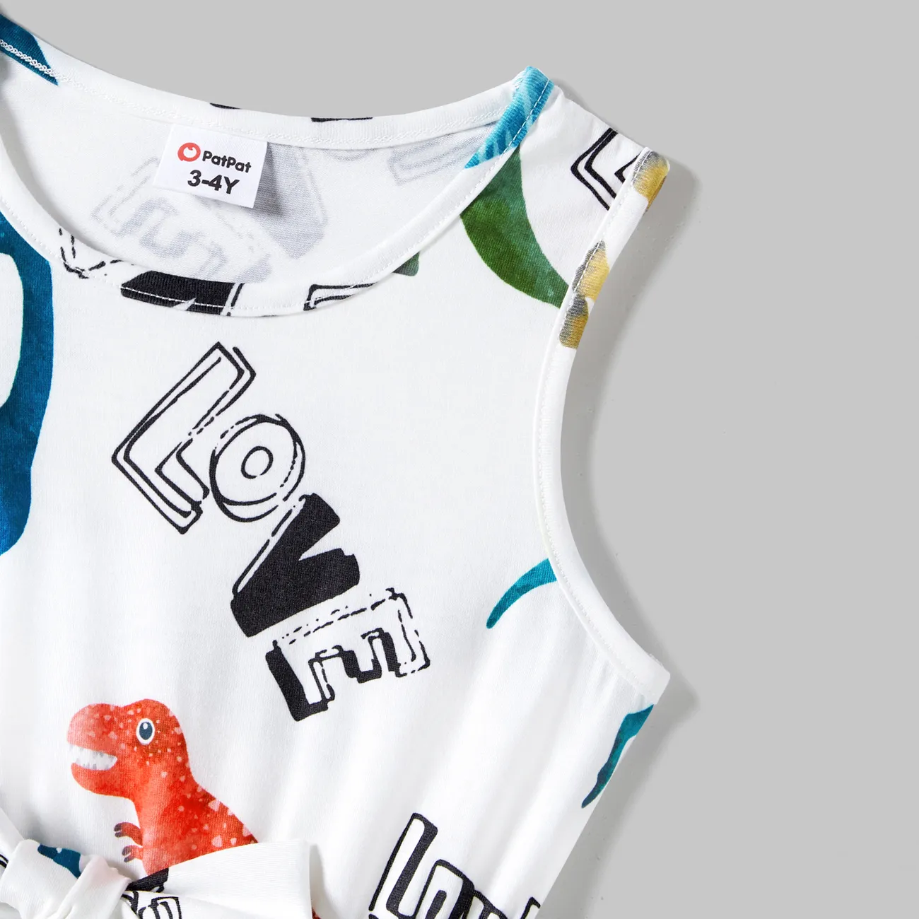 Family Matching Dinosaur Print Tank Dresses and Short-sleeve T-shirts Sets Turquoise big image 1