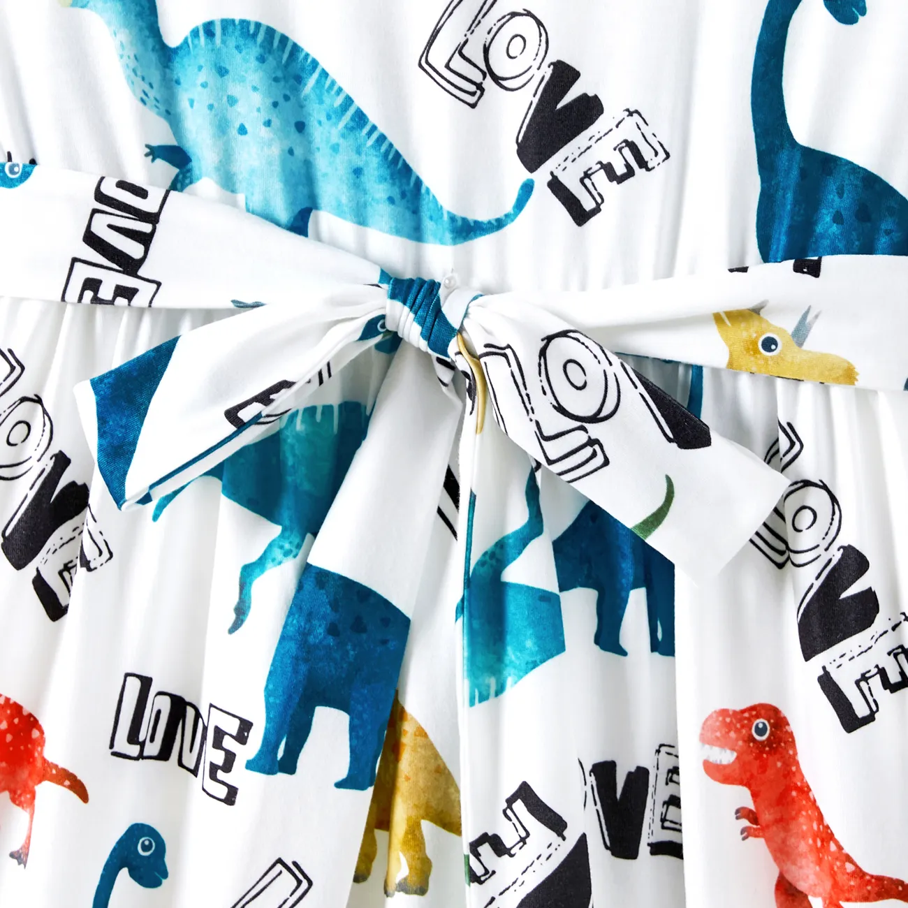 Family Matching Dinosaur Print Tank Dresses and Short-sleeve T-shirts Sets Turquoise big image 1