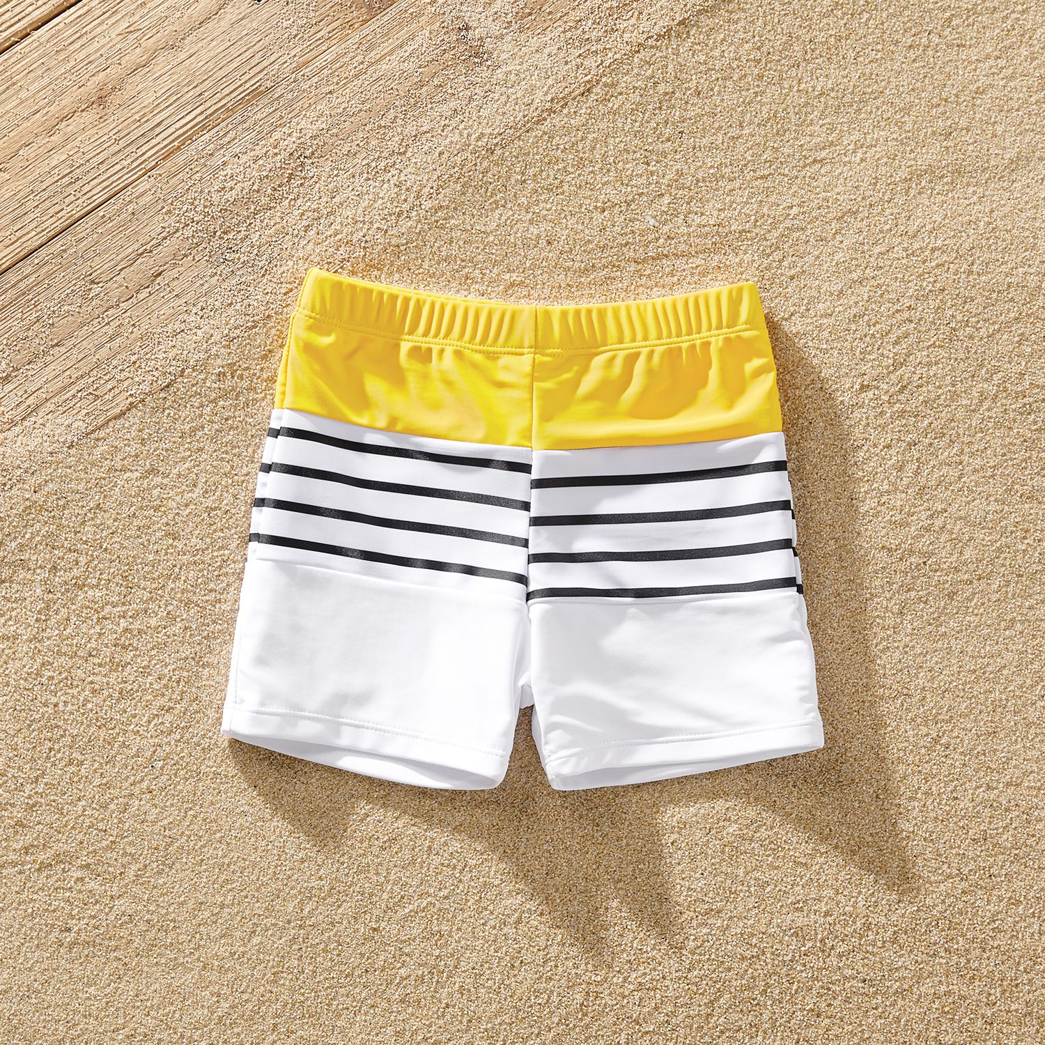 Family Matching Colorblock Spliced Cut Out One-piece Swimsuit Or Striped Swim Trunks Shorts