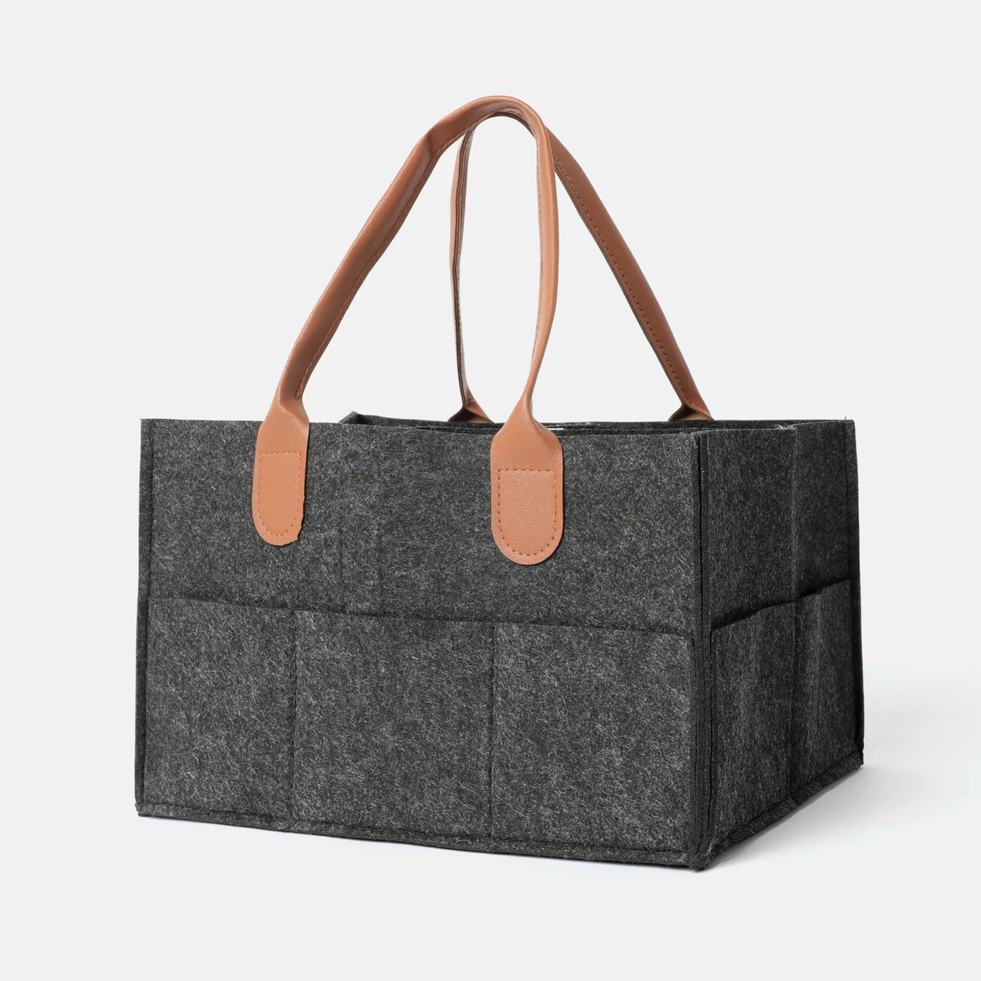 Large Cloth Storage Capacity Diaper Bag Foldable Baby Large Size Diaper Caddy Dark Grey