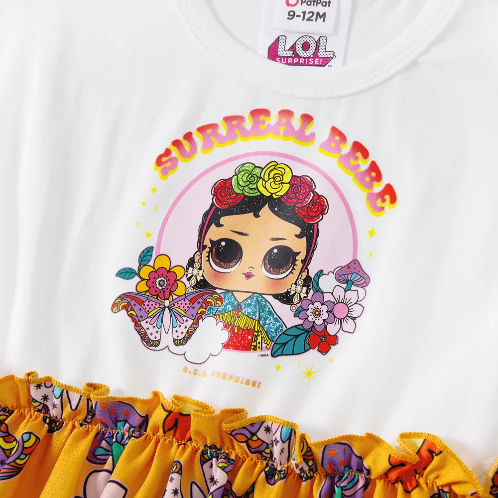 L.O.L. Surprise Mommy and Me 2pcs Cotton Short-sleeve Knot Front Graphic Tee and Allover Print Skirt Set big image 2