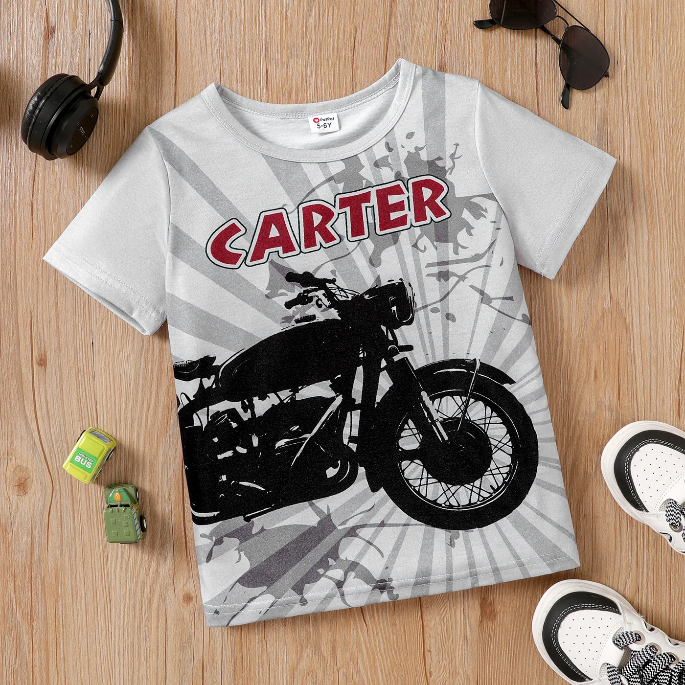 Kid Boy Car Print Short-sleeve Tee Light Grey