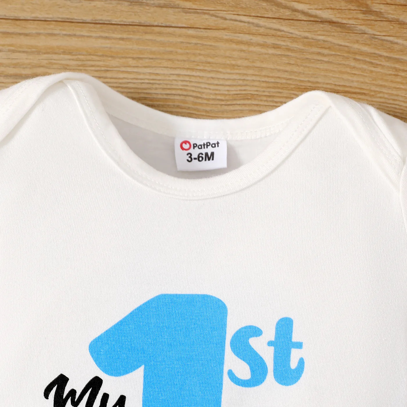 Father's Day Baby Boy/Girl Letter & Number Print Short-sleeve Bodysuit / 100% Cotton Solid Ruffled Shorts / Solid Elasticized Waist Shorts Blue image 4