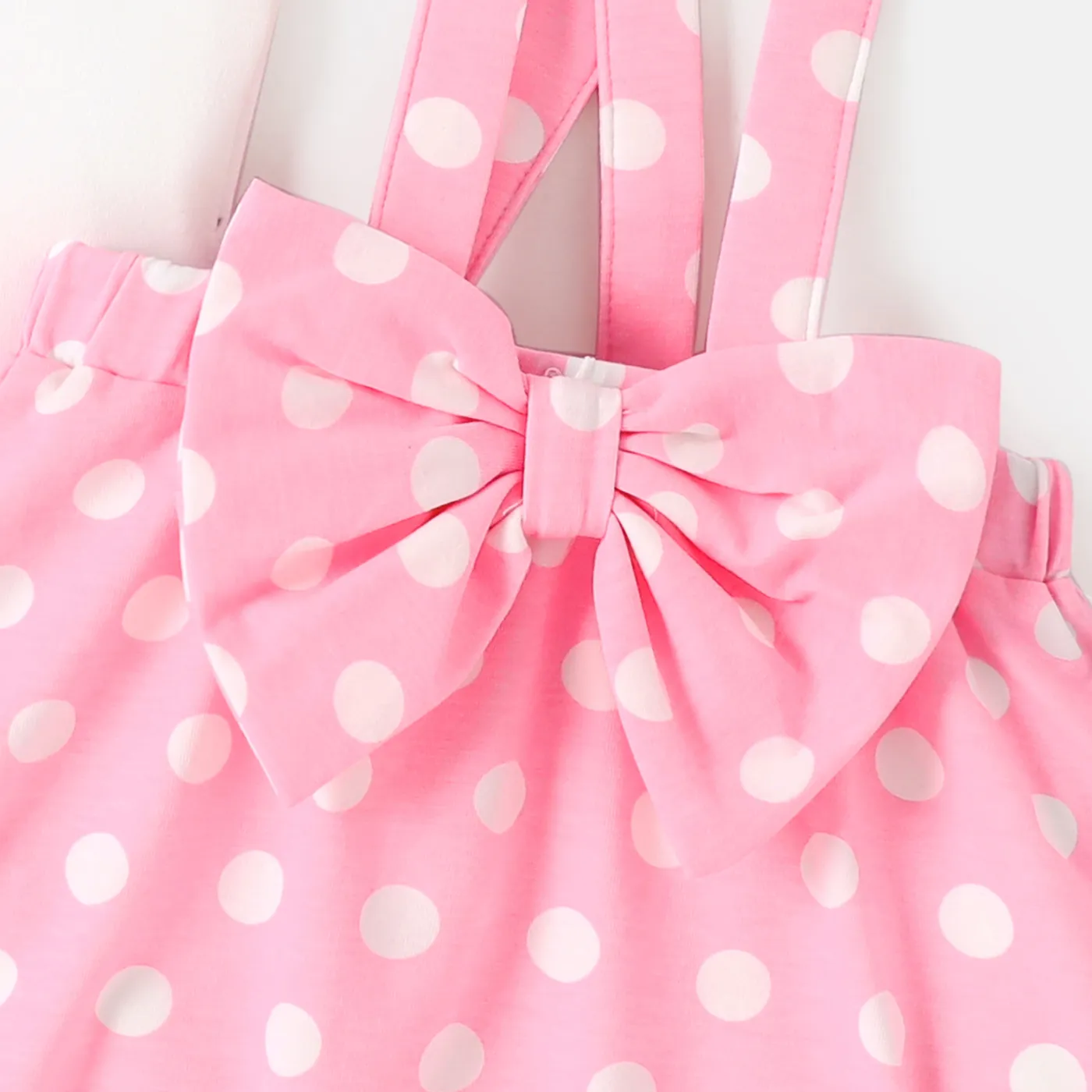 Care Bears Baby Girl Cotton Flutter-sleeve Graphic Romper and Polka Dots Suspender Skirt Set White image 5