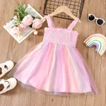 Toddler Girl multicolored Print Smocked Mesh Strappy Fairy Dress  image 2