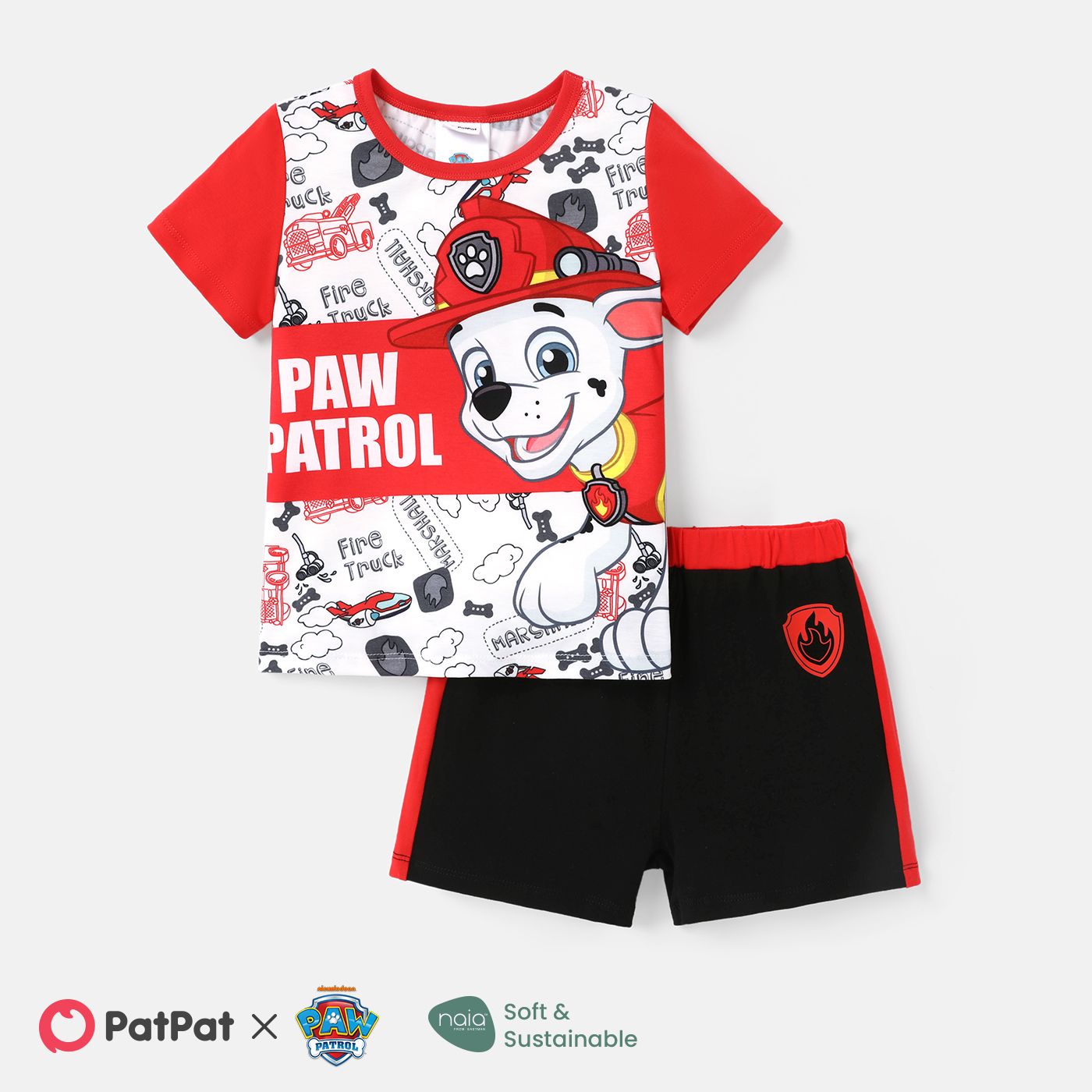 

PAW Patrol Toddler/Kid Boy 2pcs Naia™ Character & Letter Print Tee and Color Block Shorts Set