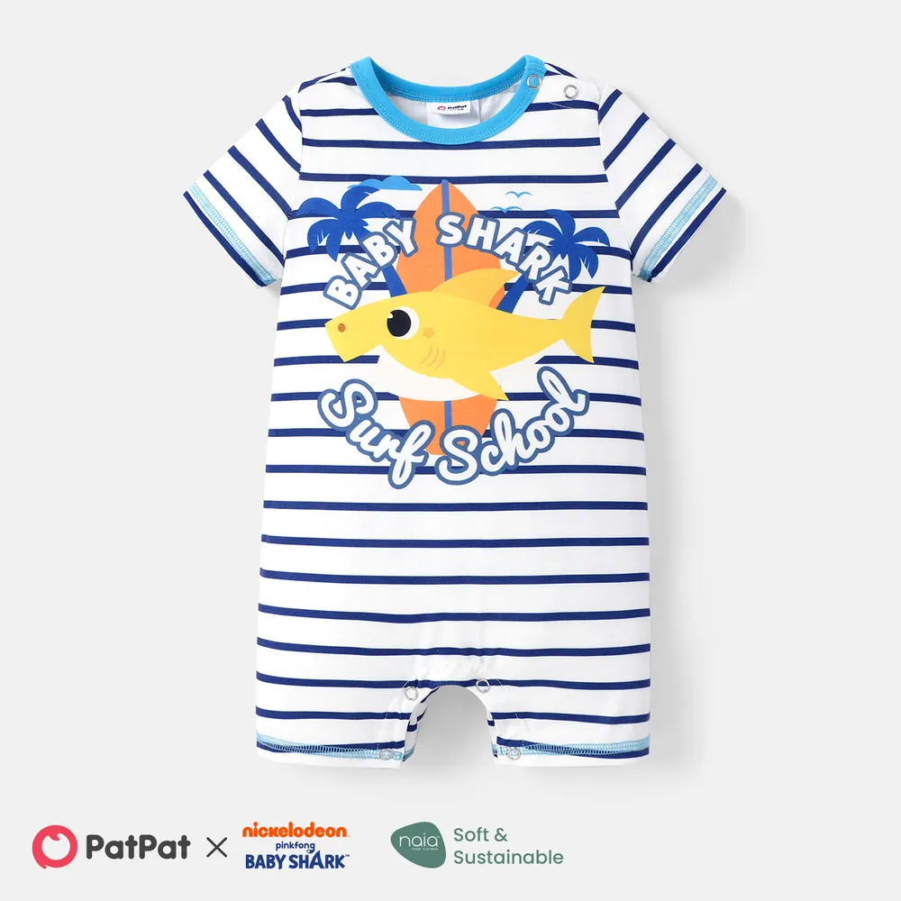 Baby Shark Baby Boy/Girl Short-sleeve Graphic Naia™ Romper big image 1