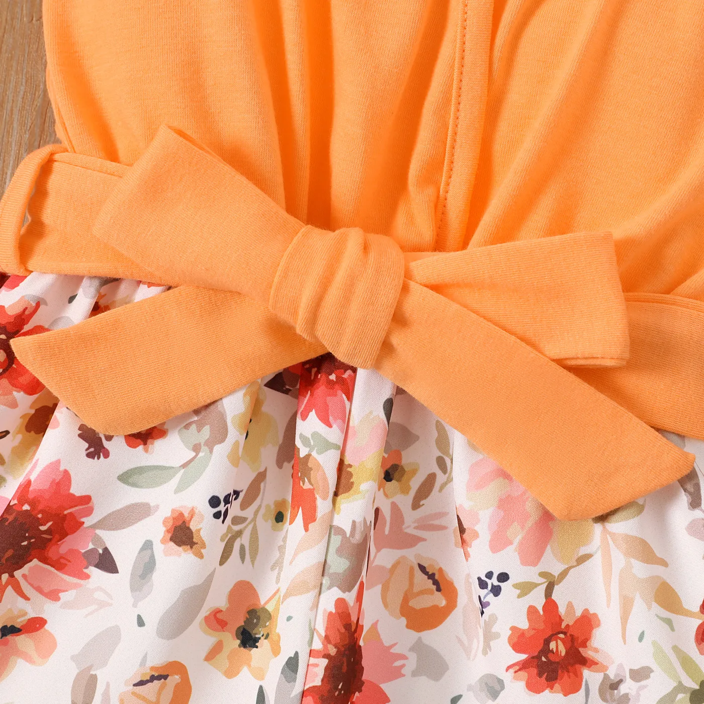 Toddler Girl Floral Panel Belted Slip Romper Color block image 4