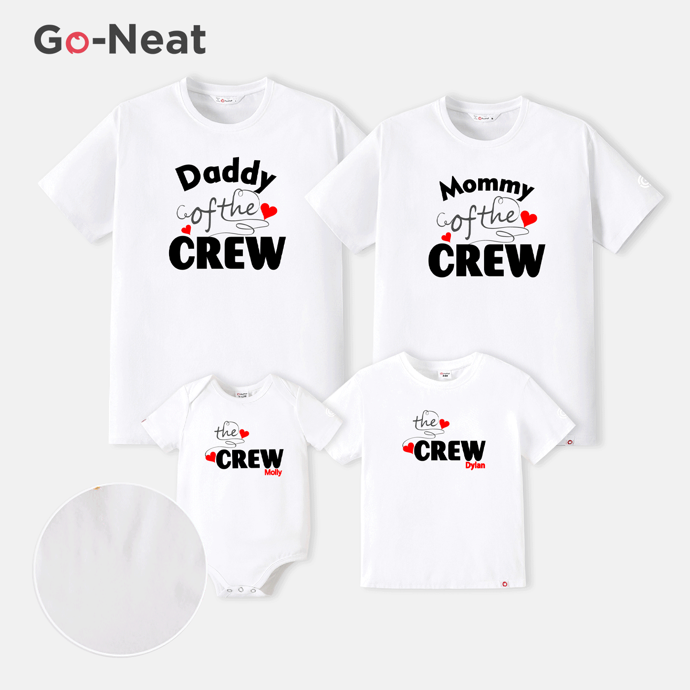 Go-Neat Water Repellent and Stain Resistant Family Matching Heart & Letter Print Short-sleeve Tee