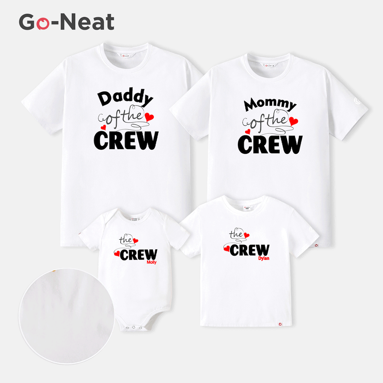 Go-Neat Water Repellent and Stain Resistant Family Matching Heart & Letter Print Short-sleeve Tee White big image 1