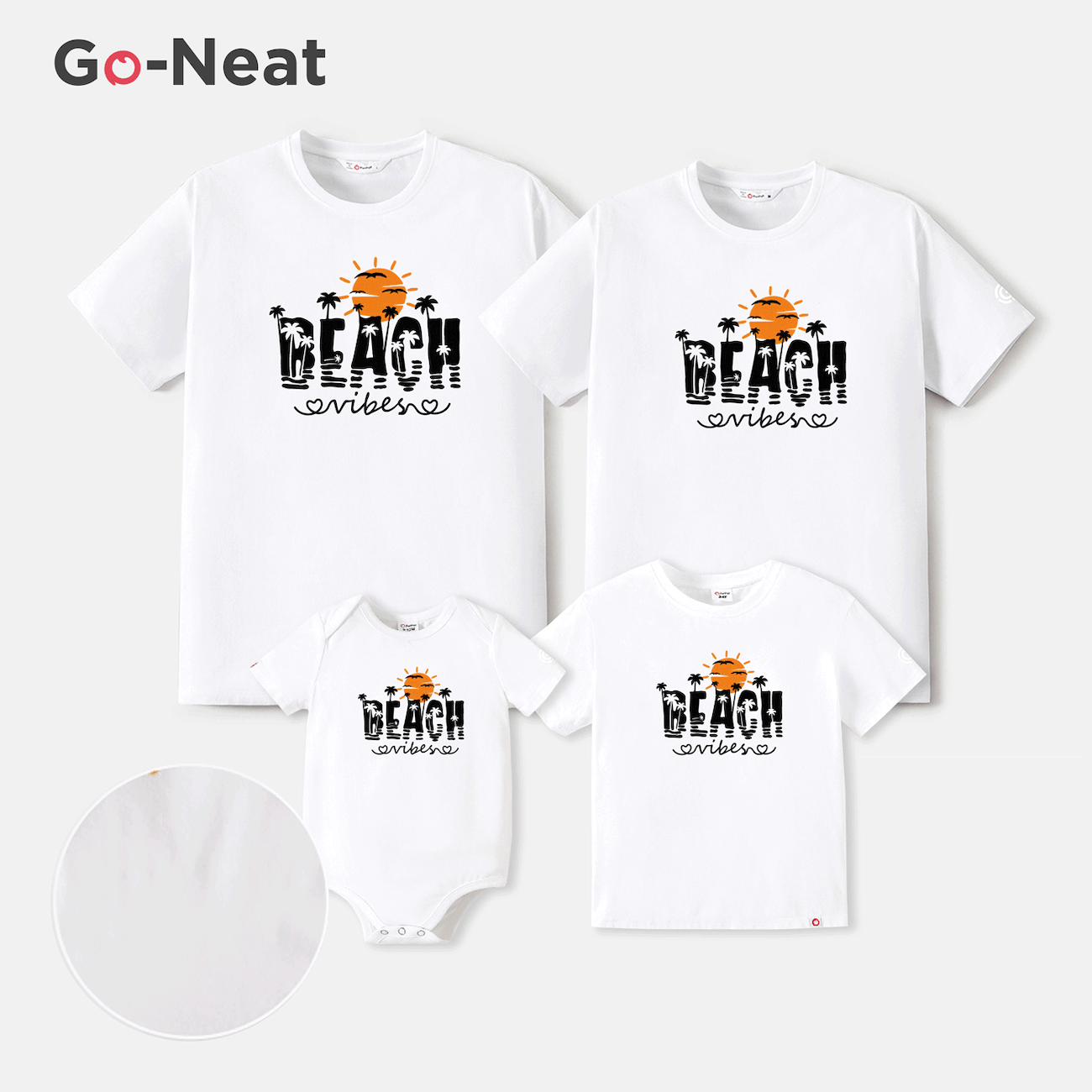 Go-Neat Water Repellent and Stain Resistant Family Matching Beach & Letter Print Short-sleeve Tee White big image 1